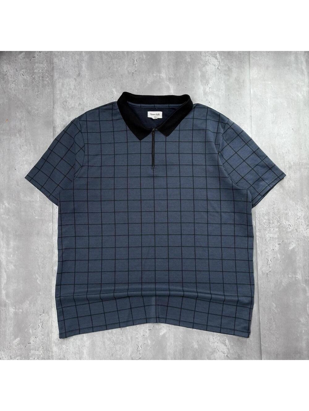 Y2K Grey Open Edit Grunge Gothic Plaid Boxy Skater Polo Shirt